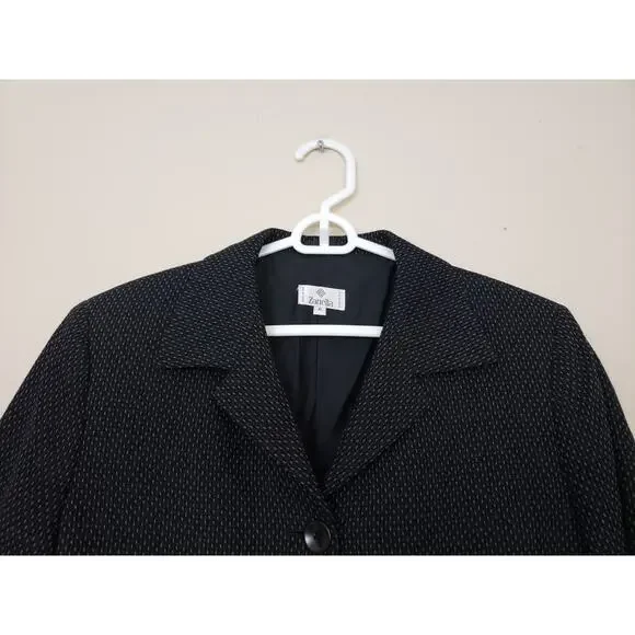 Y2K Zanella Womens Blazer Size 6 Lined Italy Black Office Siren Career Business - Picture 2 of 8